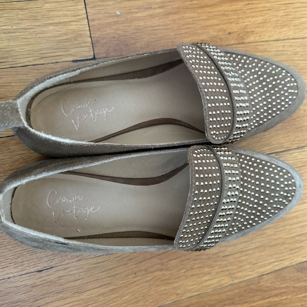 Crown Vintage Brown Suede Studded Loafers
